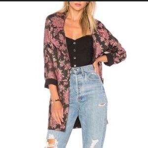 For Love And Lemons Black and Pink Floral Jacket